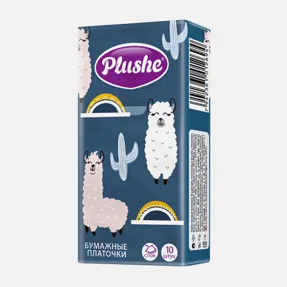 Носовые платочки Plushe белые 2сл 10х10шт