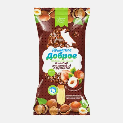 Мороженое Доброе Эскимо с орехами фундука в шоколадной глазури 75г