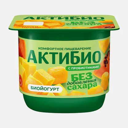 Биойогурт Актибио манго-папайя без сахара 3.0% 130г