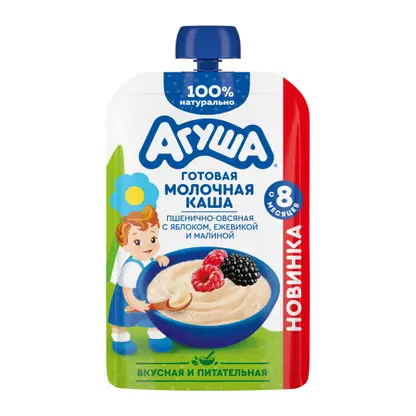 Изображение товара Каша пшенично-овсяная Агуша с яблоком и ягодами 100г
