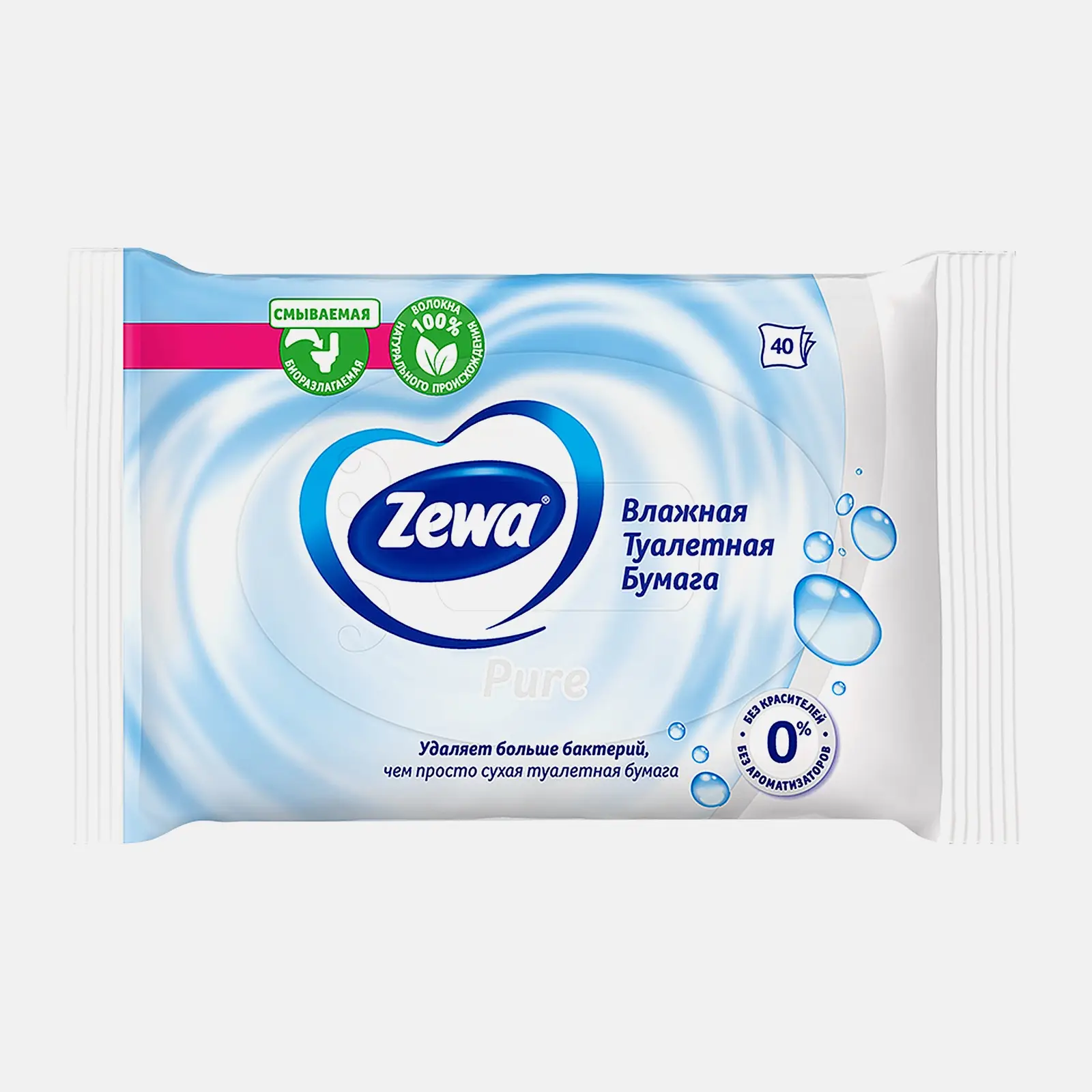 Влажная туалетная бумага Zewa Pure без аромата 40шт