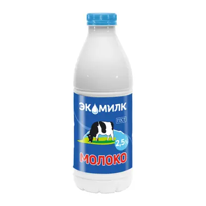 Изображение товара Молоко Экомилк пастеризованное 2.5% 900мл