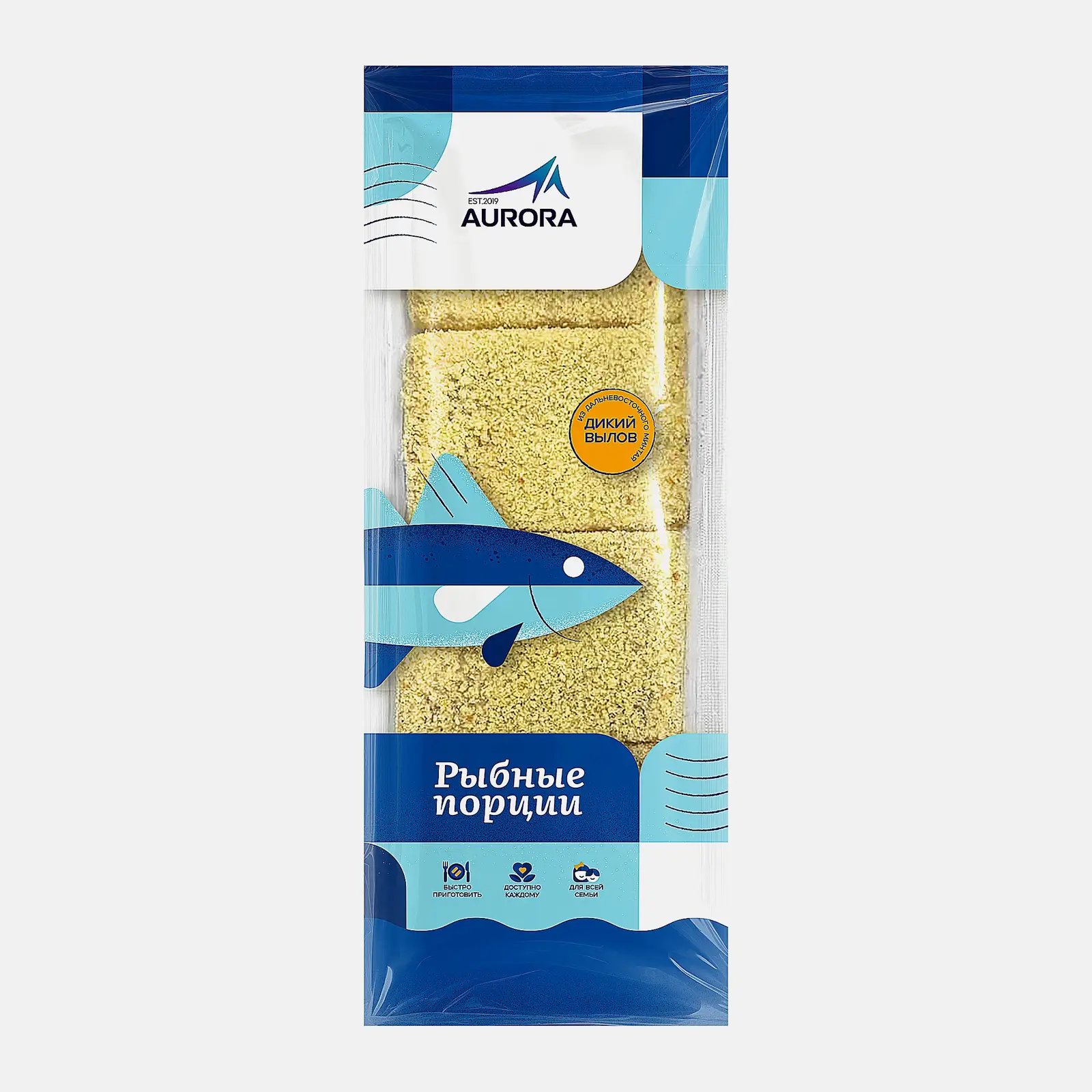 Порции из филе минтая Aurora в панировке 300г Порции из филе минтая Aurora в панировке 300г