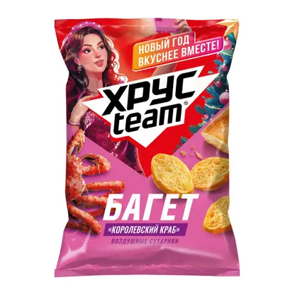 Изображение товара Сухарики Хрусteam Багет Королевский краб 60г