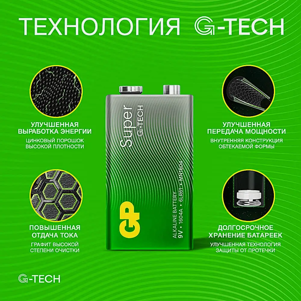 Батарейка GP Super Крона 1шт - фото 4
