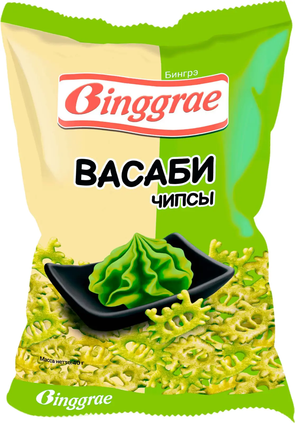 Изображение товара Чипсы Binggrae со вкусом васаби 40 г воздушные хрустящие с острым вкусом