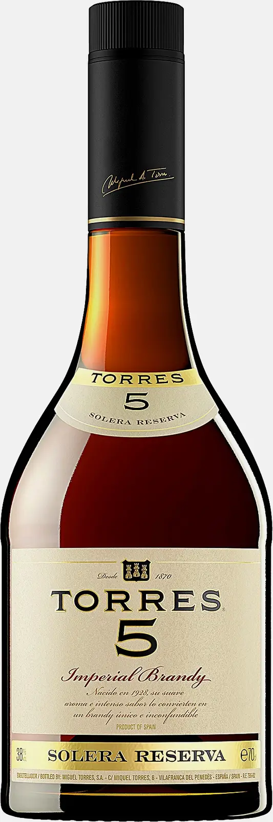 Изображение товара Бренди Torres 5 Solera Reserva 38% 700мл Испания традиционный дистиллят