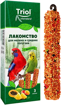Лакомство для мелких и средних попугаев с фруктами Triol 80г