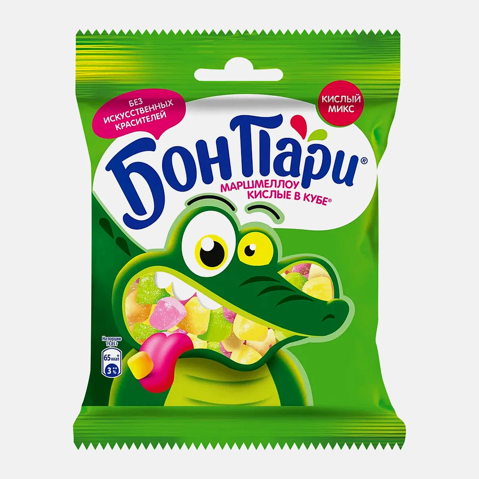 Изображение товара Кислые кубы суфле со вкусом фруктов Бон Пари 65 г жевательные конфеты