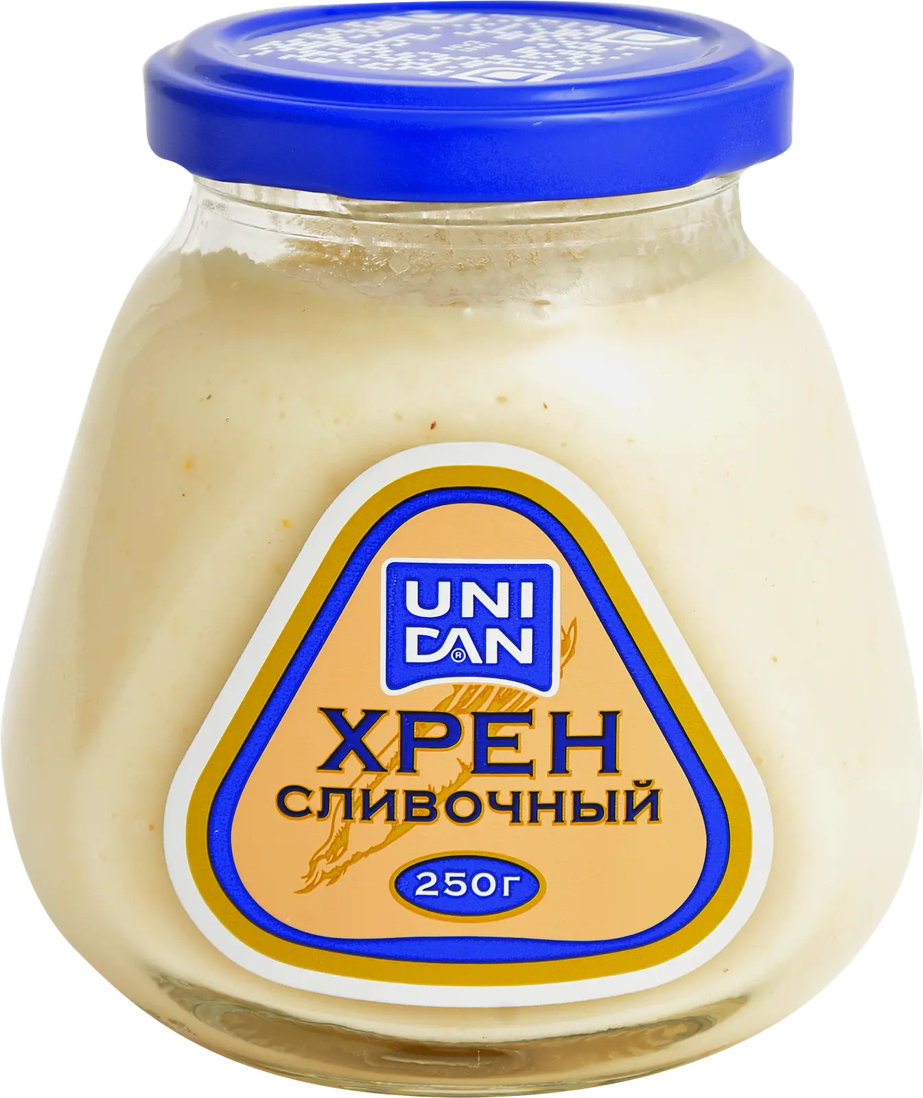 Изображение товара Хрен Uni Dan Сливочный 250г - натуральный продукт с добавлением сливок