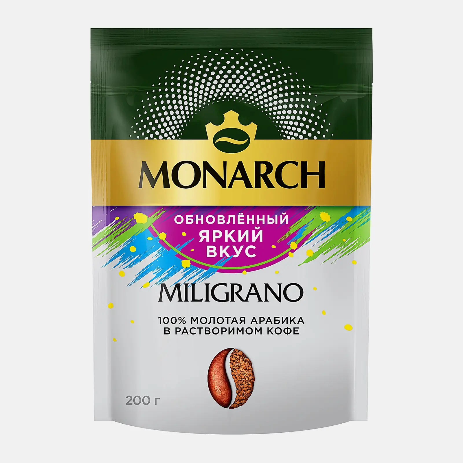 Растворимый кофе с добавлением молотого Милиграно Monarch 200г