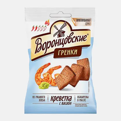 Гренки ржаные со вкусом креветки с васаби Воронцовские 60г
