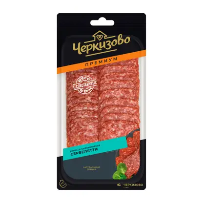Изображение товара Колбаса Черкизово Сервелетти сырокопченая нарезка 85г