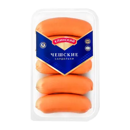 Изображение товара Чешские вареные сардельки Клинский 450 г из свинины говядины и курицы