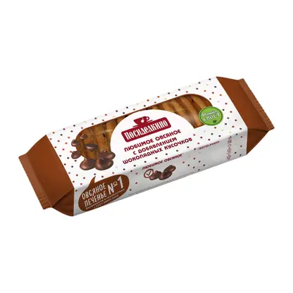 Изображение товара Овсяное печенье с шоколадом 310г Посиделкино натуральный десерт