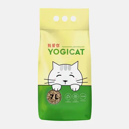 Наполнитель Yogicat растительный впитывающий для кошачьего туалета 7л