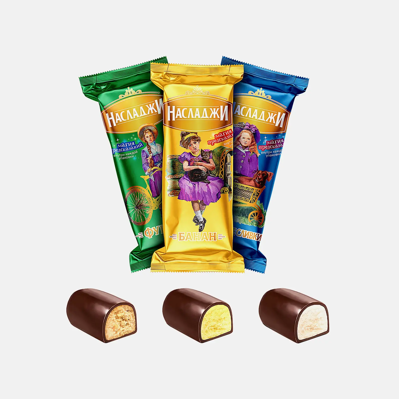 Изображение товара Шоколадные конфеты Насладжи Дружок с бананом и орехами 300 г