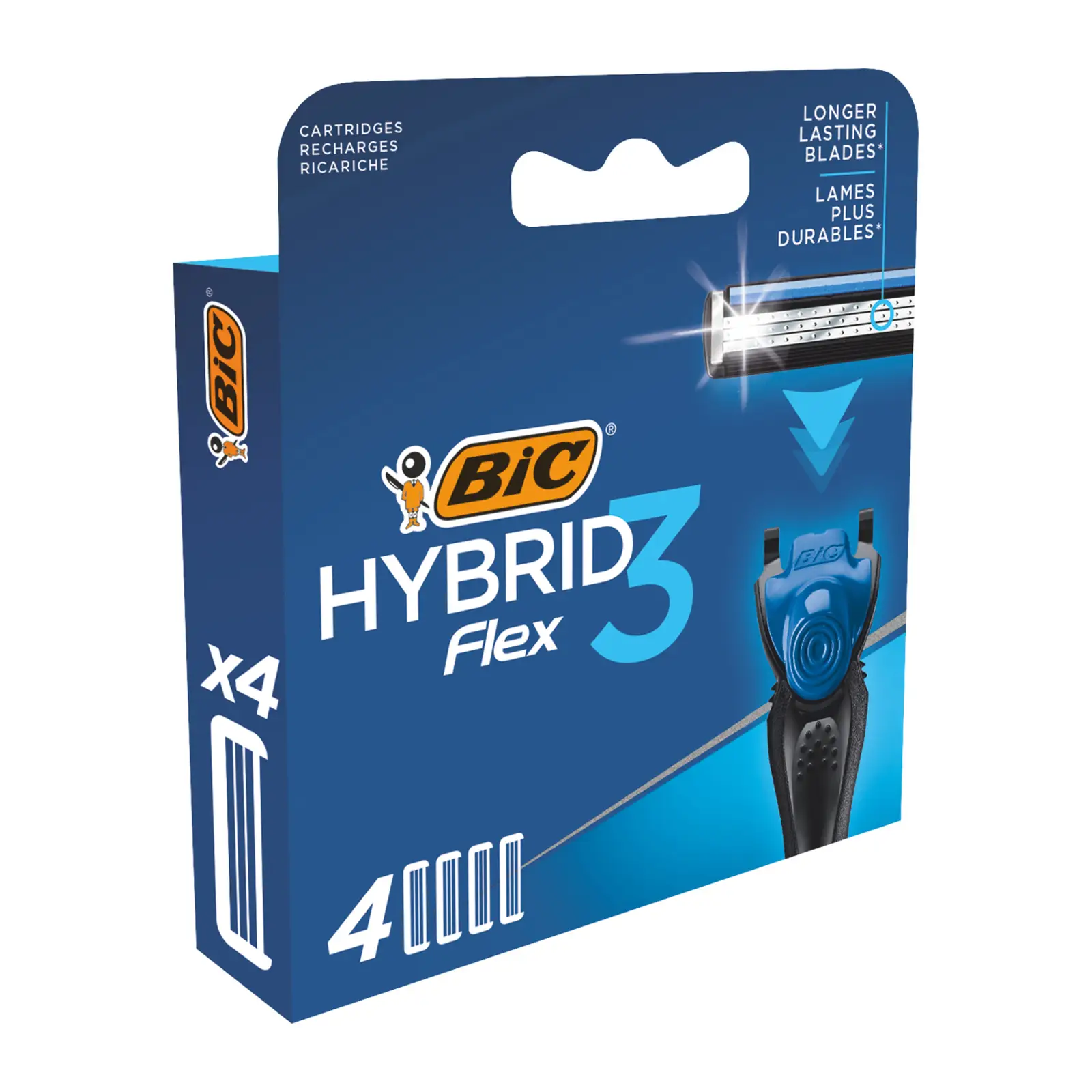 Сменные кассеты для мужской бритвы BIC Hybrid 3 Flex 3 подвижных лезвия 4шт