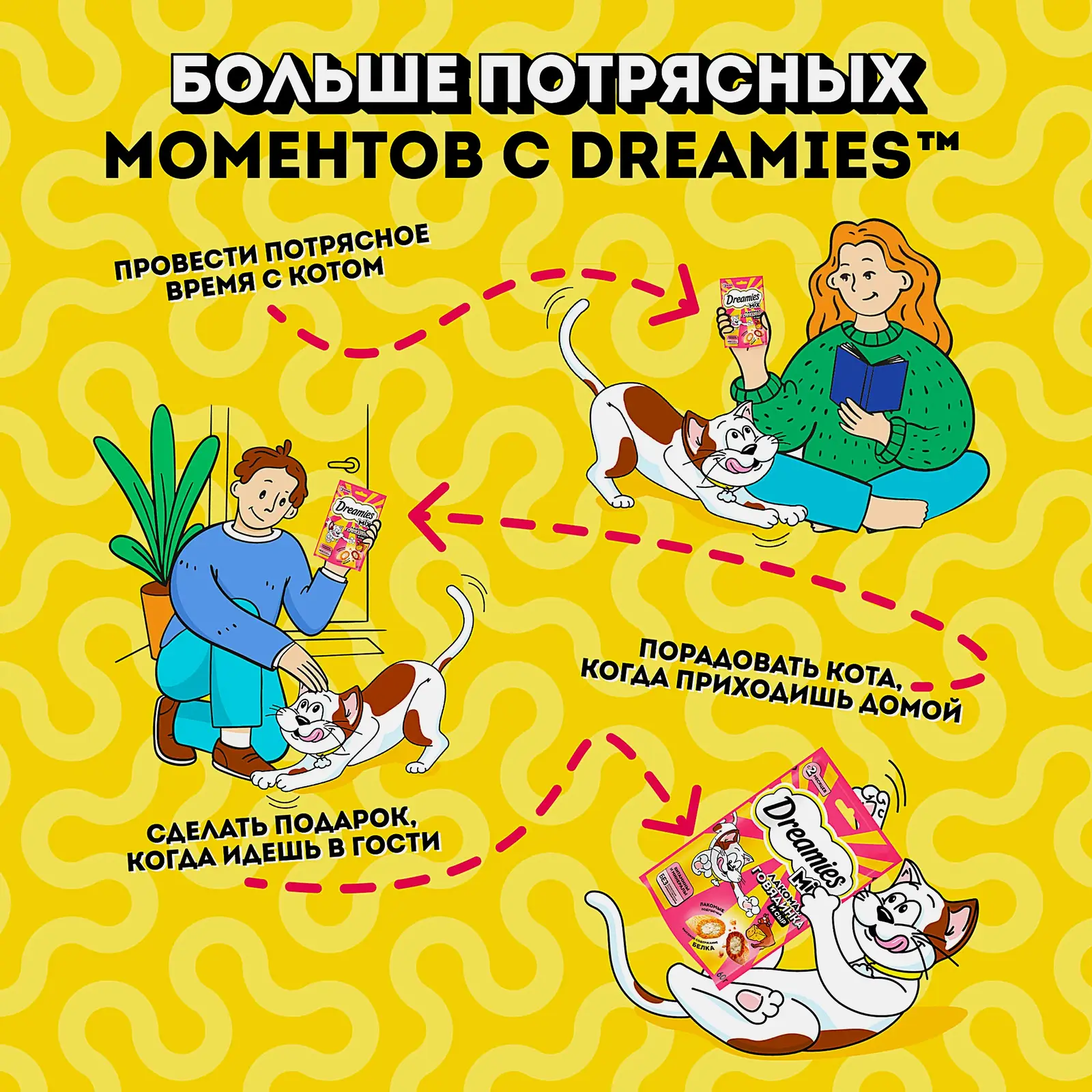 Лакомство для кошек с говядиной и сыром Dreamies 60г