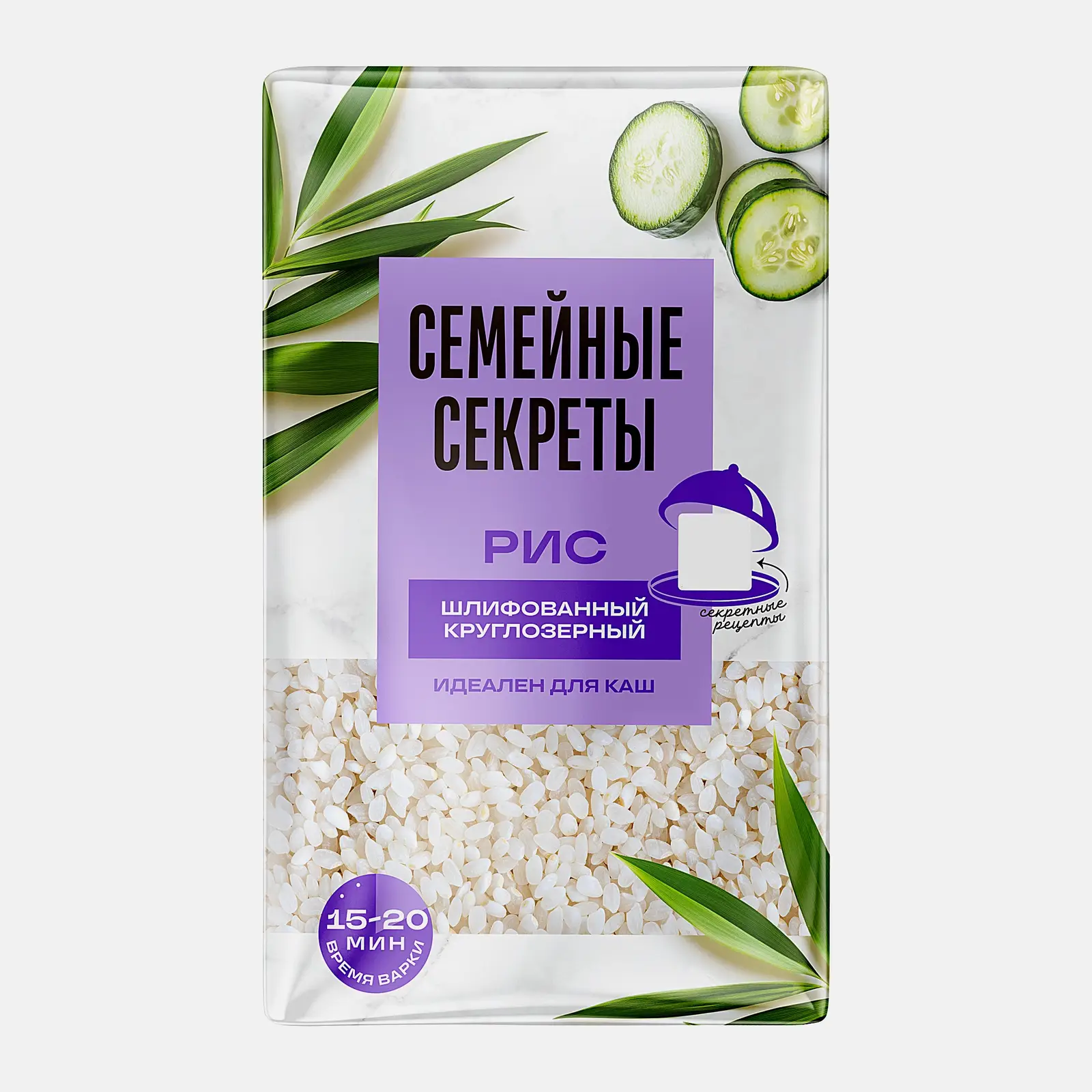 Изображение товара Круглозерный шлифованный рис Семейные секреты 800г для суши ризотто и пудингов
