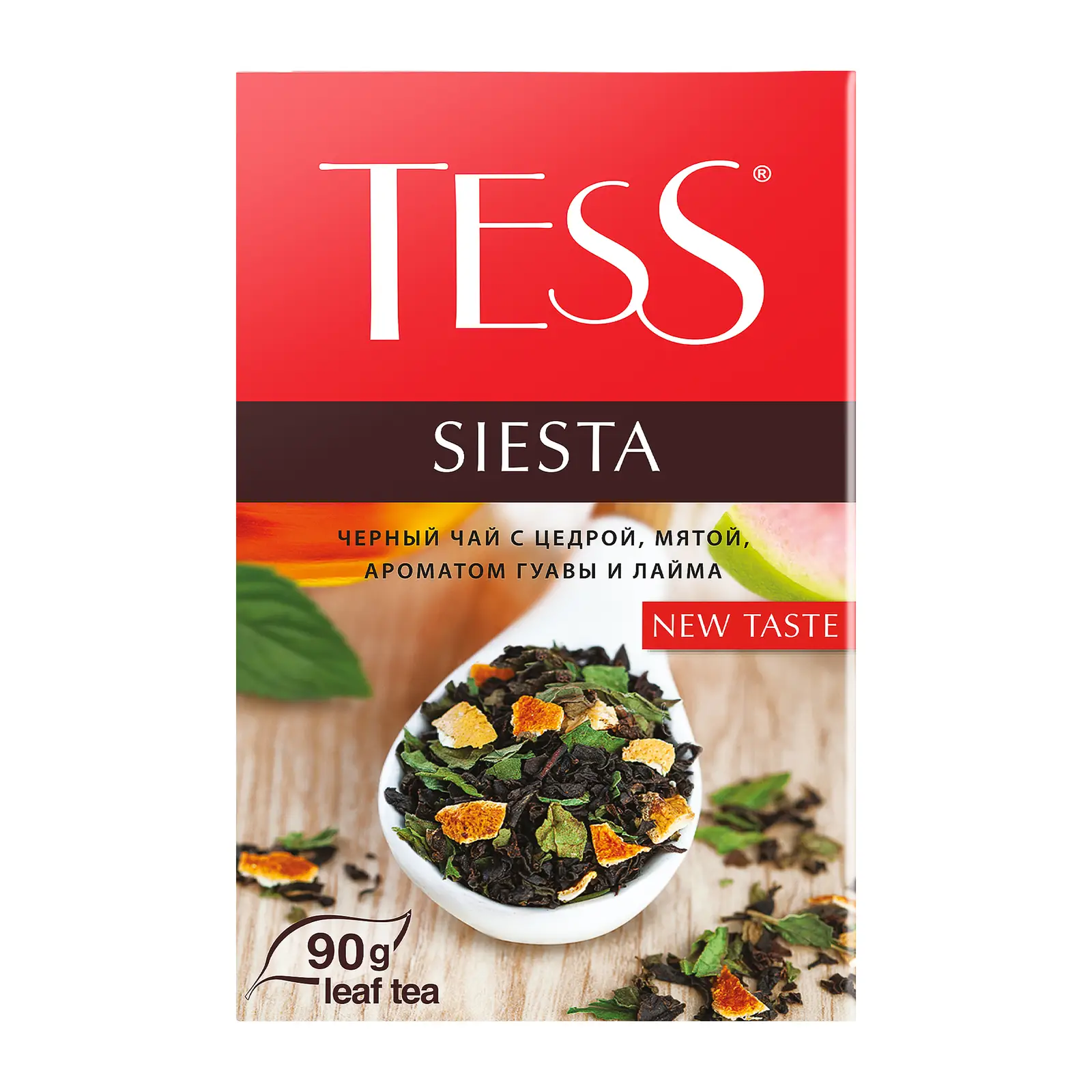 Изображение товара Чай черный Tess Siesta лист цедра-мята ароматом гуава-лайма 90г
