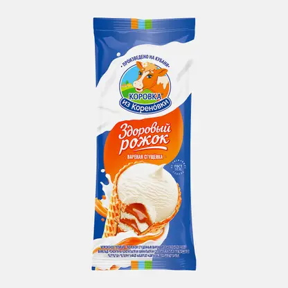 Мороженое пломбир с вареной сгущенкой в рожке Коровка из Кореновки 15% 100г