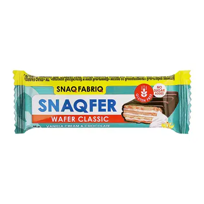 Изображение товара Батончик Snaq Fabriq вафельный глазированный со вкусом ванильного крема и шоколада 45г