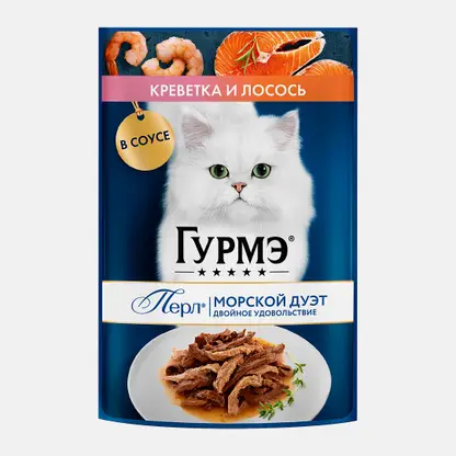 Влажный корм для кошек Перл Морской дуэт креветка-лосось Гурмэ 75г