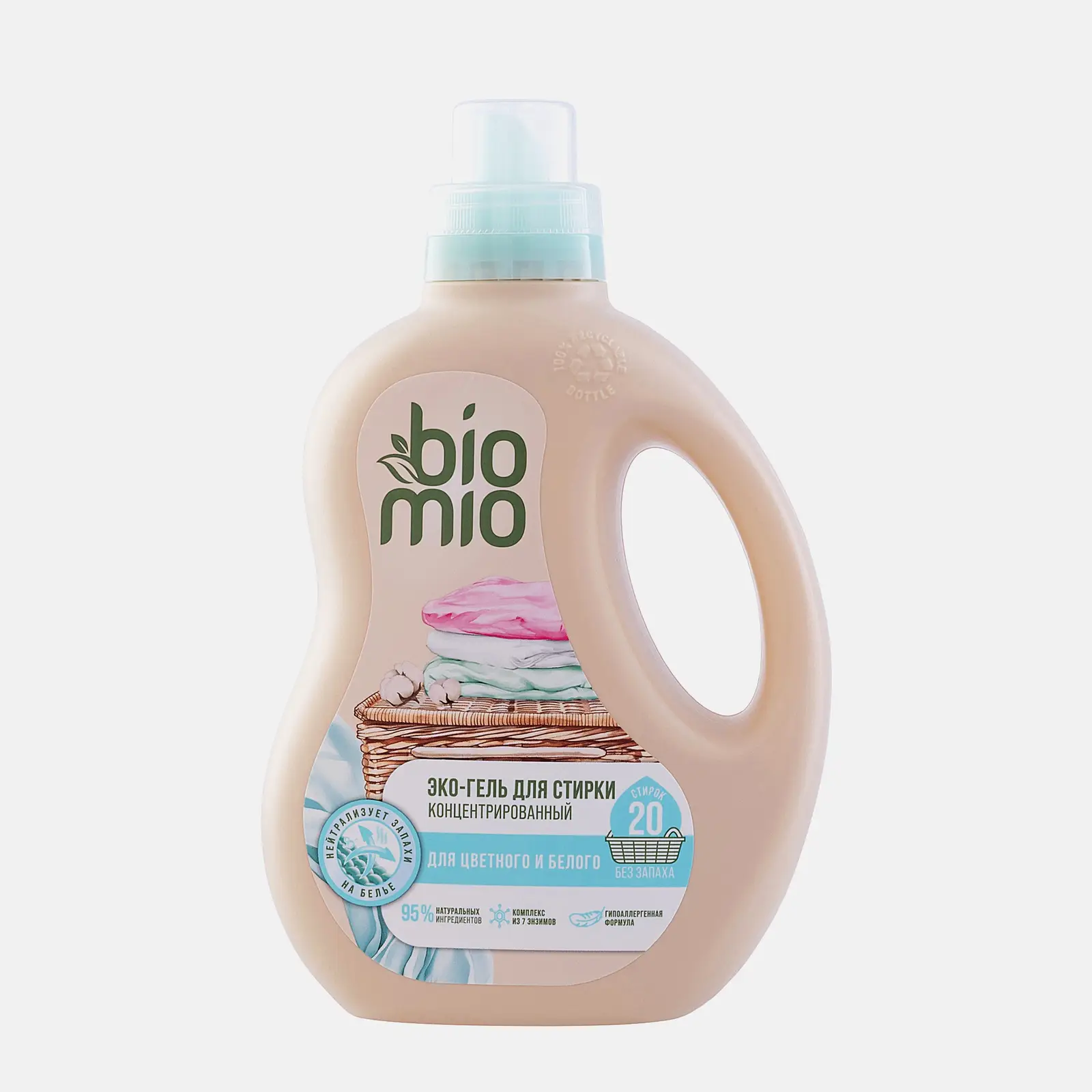 Изображение товара Гель для стирки Biomio Colors&Whites без запаха 900 мл для всех тканей