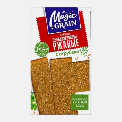Хлебцы цельнозерновые ржаные с отрубями Magic Grain 160г