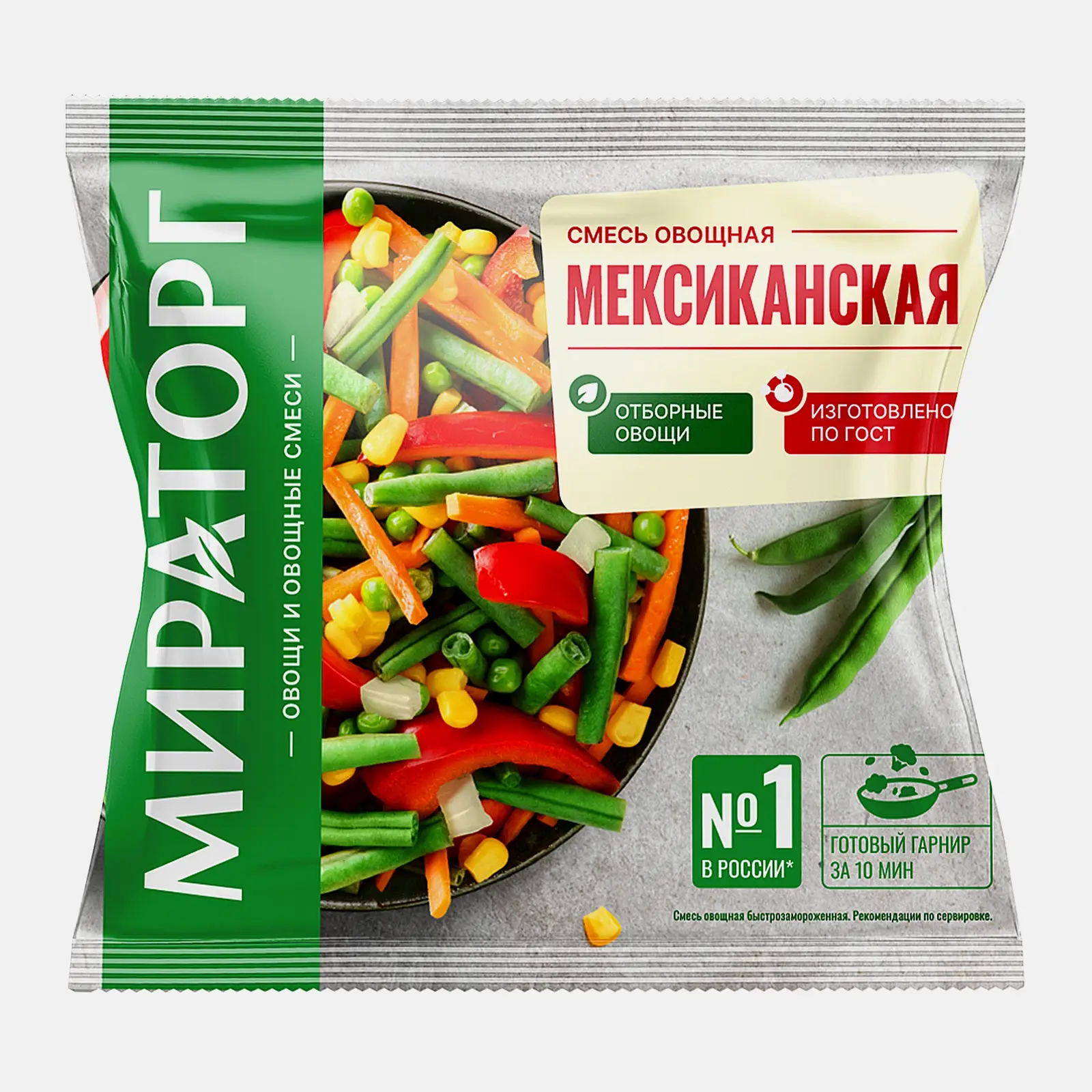 Изображение товара Мексиканская смесь Мираторг быстрозамороженная 400г - овощной микс для вкусных блюд