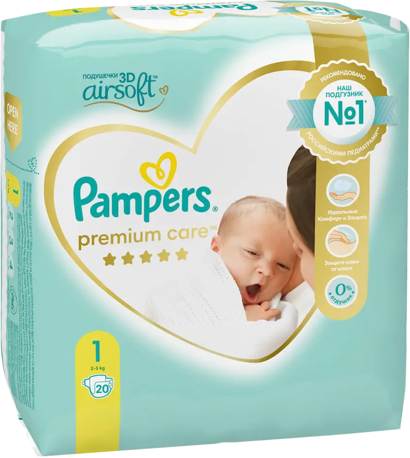 Подгузники Pampers Premium Care Newborn р.1 2-5кг 20шт