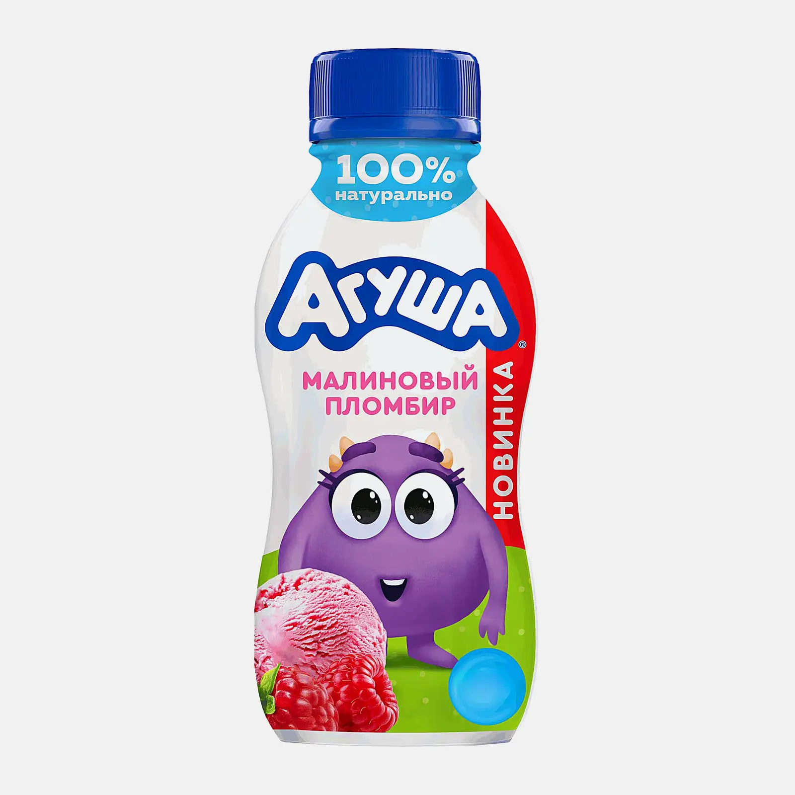 Изображение товара Йогурт малиновый пломбир с 12 месяцев Агуша 2.7% 180г
