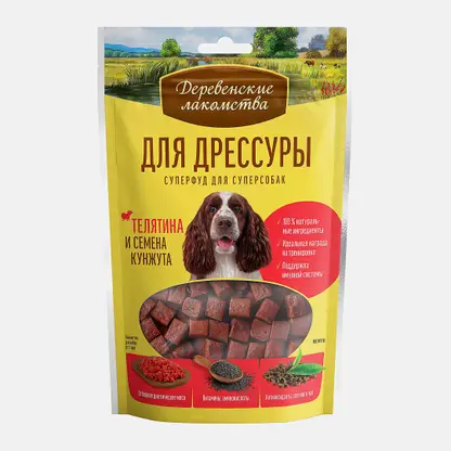 Лакомство для собак Телятина с кунжутом для дрессуры Деревенские Лакомства 90г