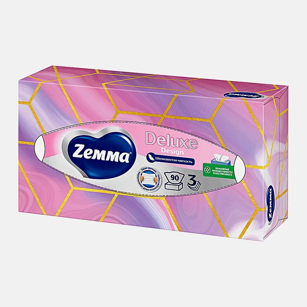 Салфетки бумажные Zewa Deluxe Design 3 слоя 90шт в ассортименте