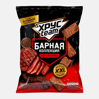 Сухарики Хруст Team Барная коллекция Стейк и черный перец 140г