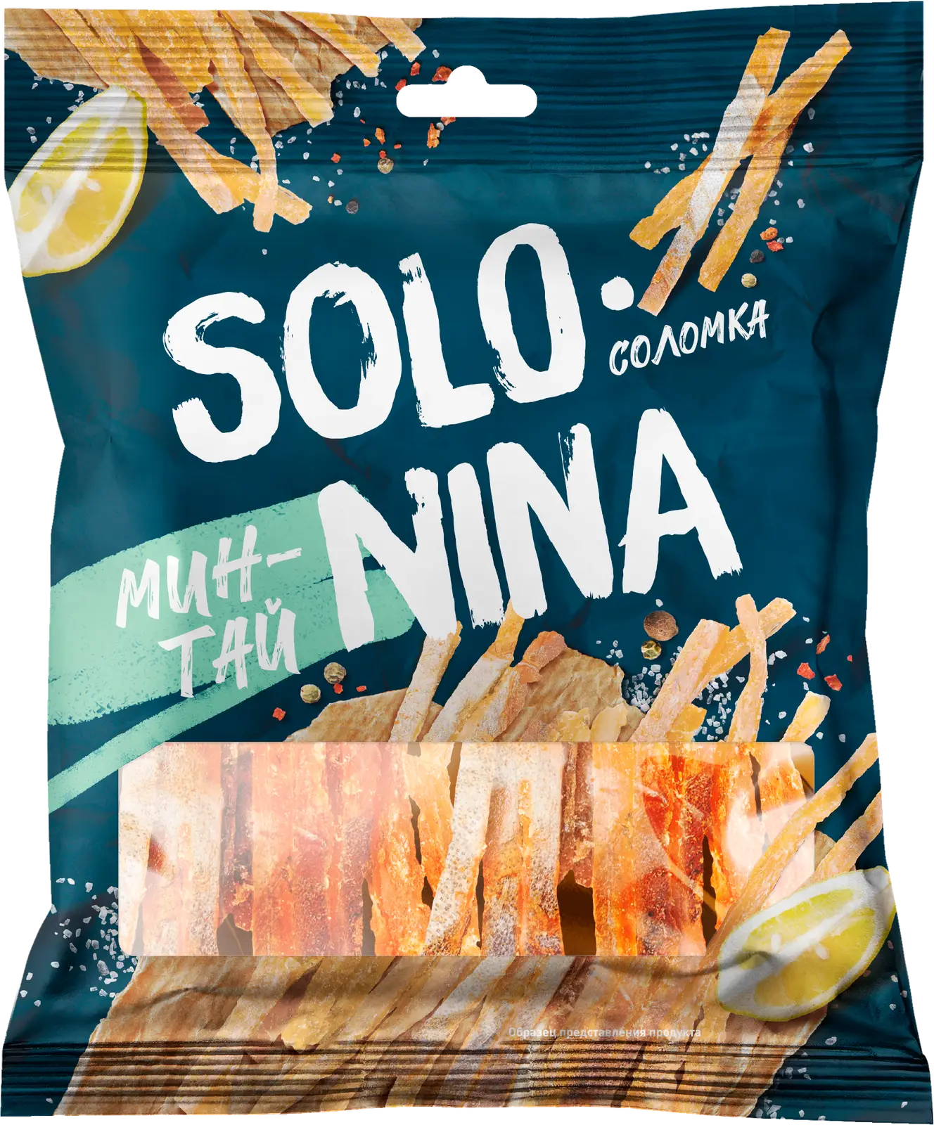 Минтай Solo Nina соломка с перцем сушено-вяленый 70г - Магнит-Продукты