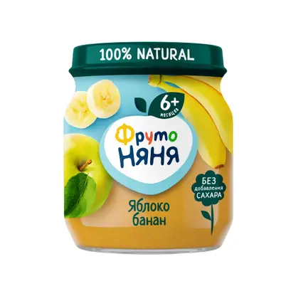 Изображение товара Пюре из яблока и банана с 6 месяцев Фрутоняня 100г