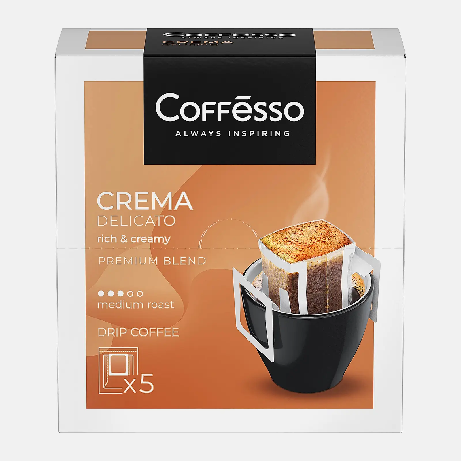 Изображение товара Кофе молотый Сoffesso Crema Delicato 5пак*9г Изображение товара Кофе молотый Сoffesso Crema Delicato 5пак*9г