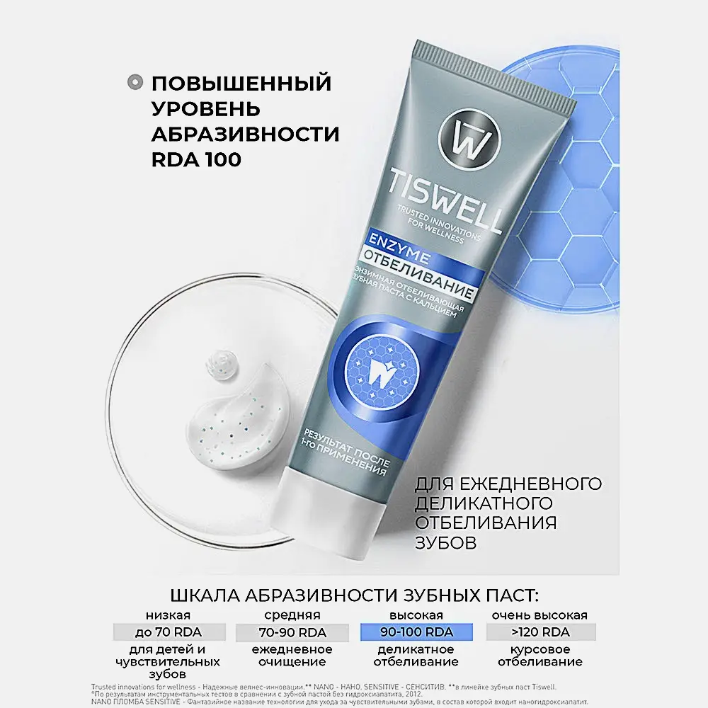 Зубная паста Tiswell энзимная отбеливающая с кальцием 110г - фото 6