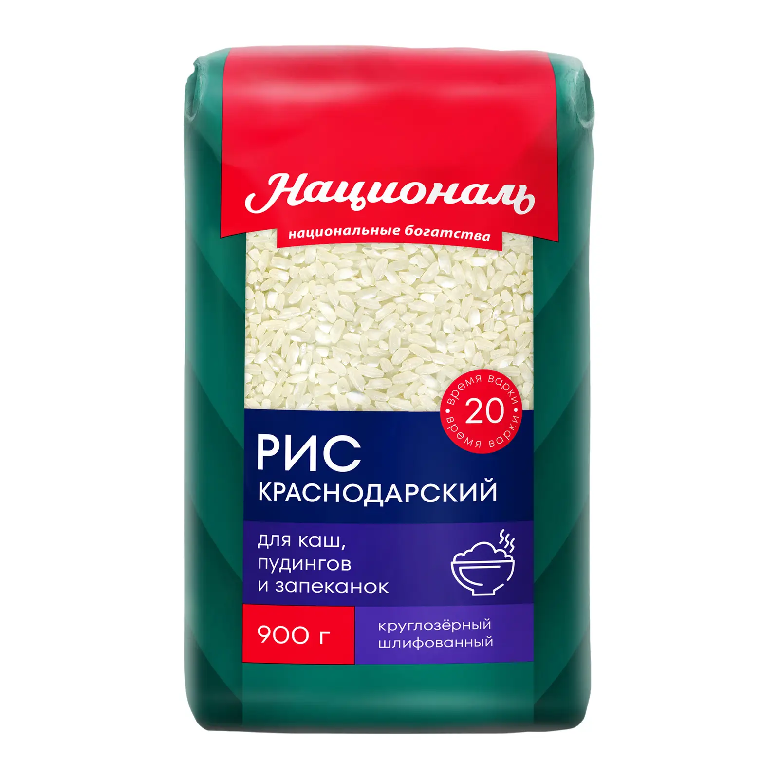 Изображение товара Рис Националь Краснодарский белый круглозерный 900г