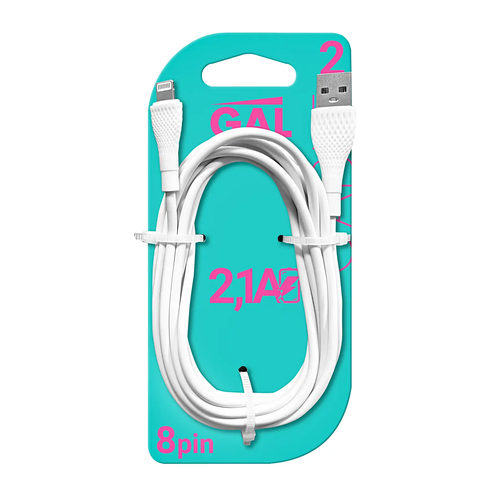 Кабель Gal USB-8pin 2А ПВХ CU-5421 2м