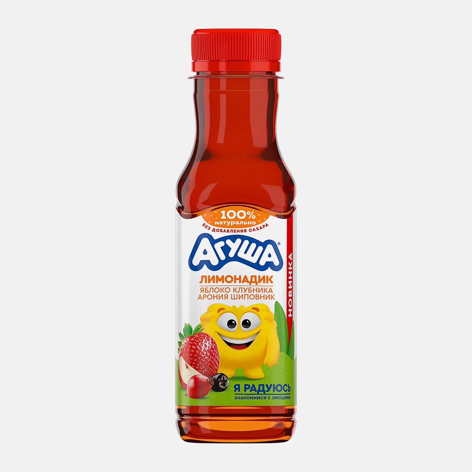 Изображение товара Напиток Агуша Лимонадик яблоко-клубника-арония-шиповник 300мл натуральный фруктовый сок