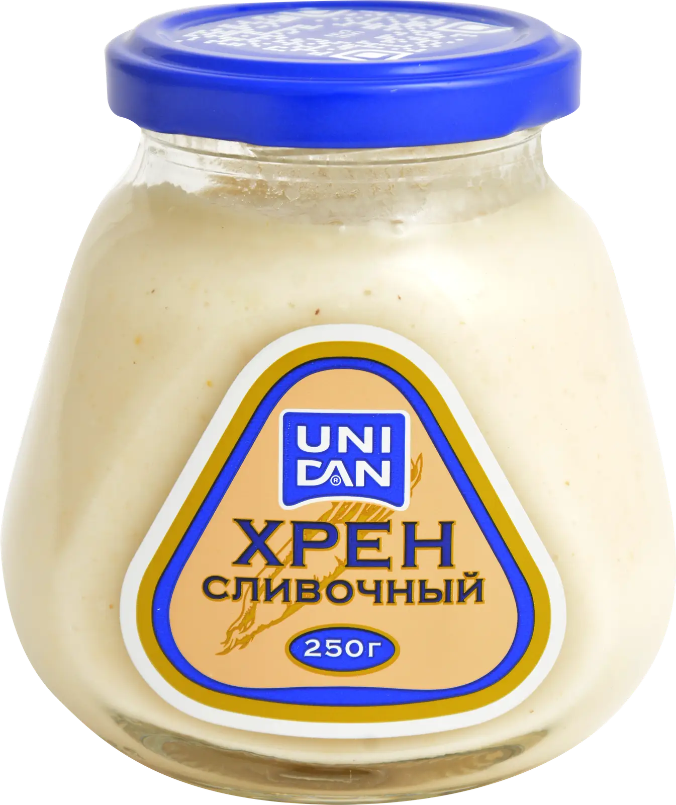 Изображение товара Хрен Uni Dan Сливочный 250г - натуральный продукт с добавлением сливок