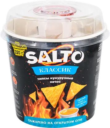 Изображение товара Кукурузные чипсы Классик Salto 220г + сырный соус 100г