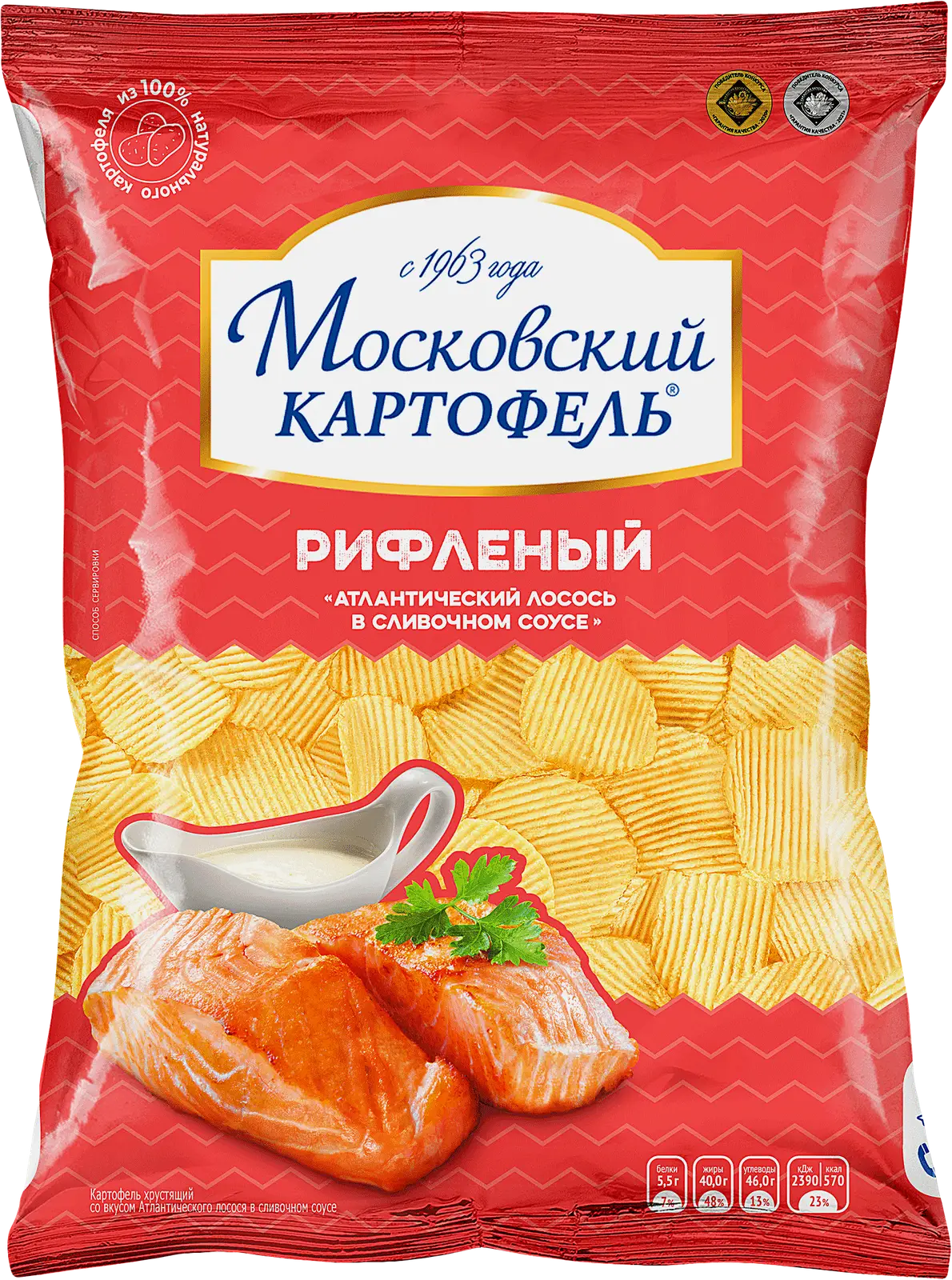 Чипсы Московский картофель рифленые Атлантический лосось 120г