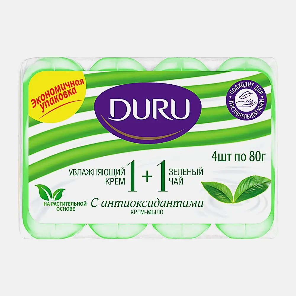 Мыло Duru 1 + 1 Soft Sens крем и зеленый чай 80г*4шт Мыло Duru 1 + 1 Soft Sens крем и зеленый чай 80г*4шт