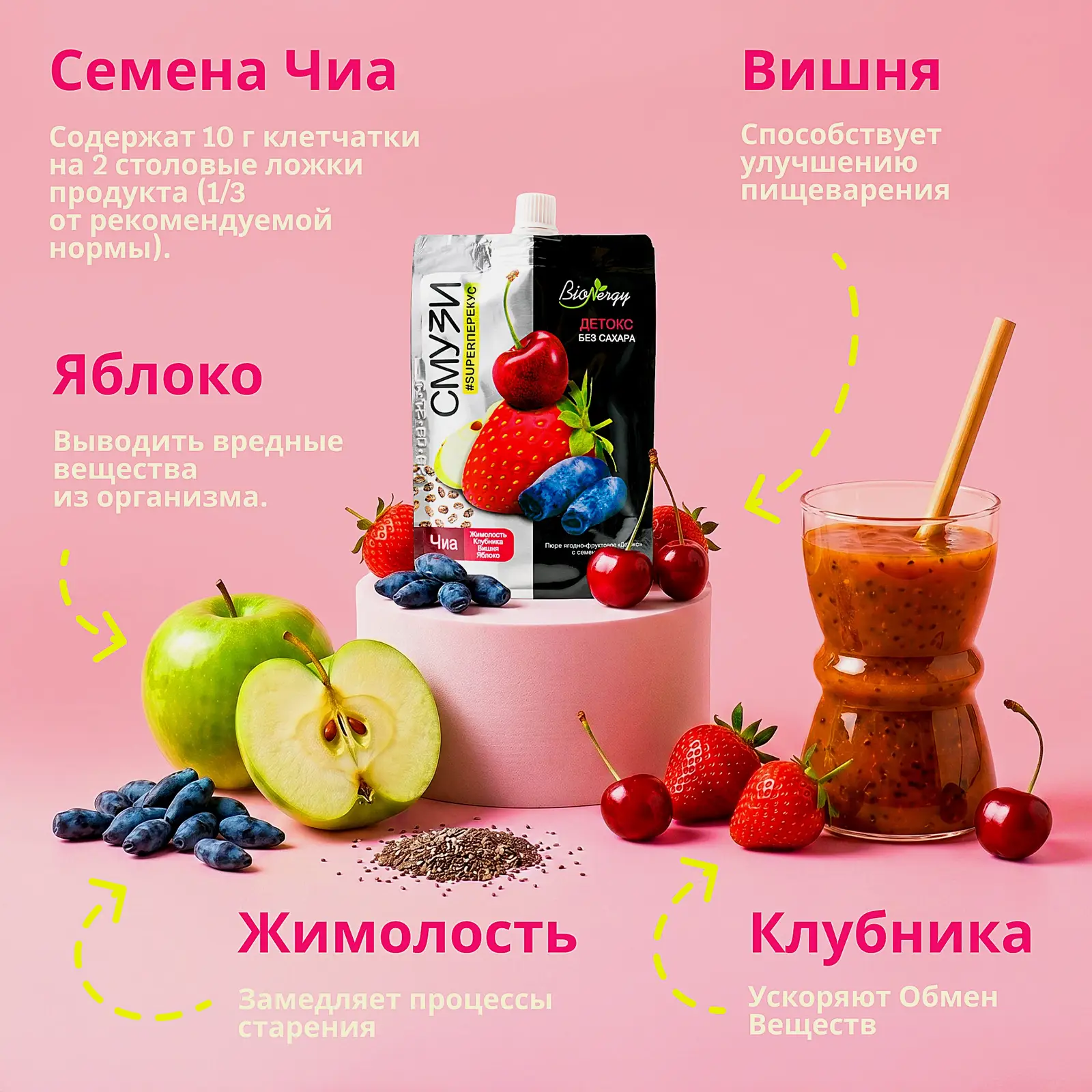 Пюре Bionergy Детокс Семена Чиа 120г - фото 3