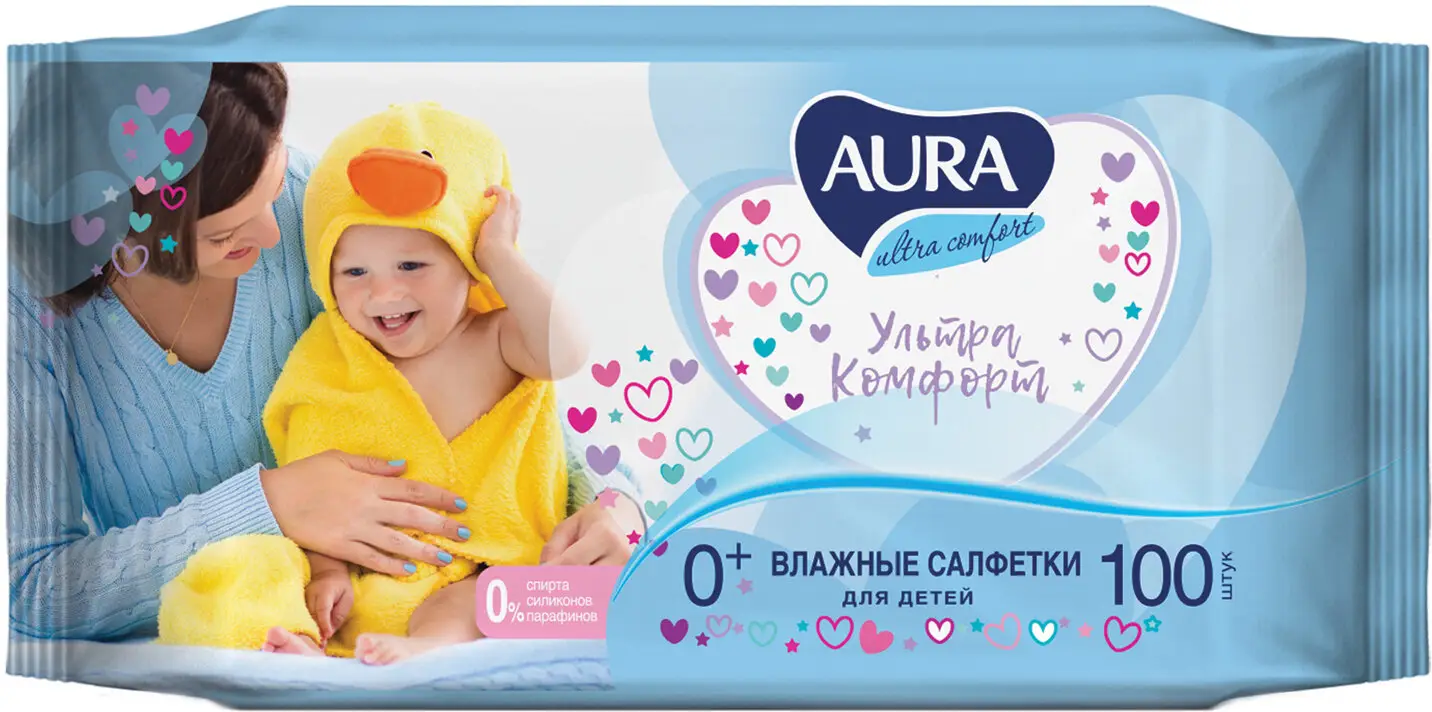 Салфетки влажные Aura Ultra Comfort детские с алоэ 100шт — в каталоге на  сайте сети Магнит | Краснодар