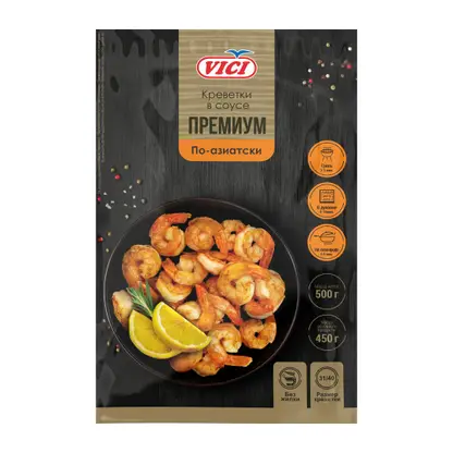 Изображение товара Креветки Vici очищенные в соусе Премиум по-азиатски 500г
